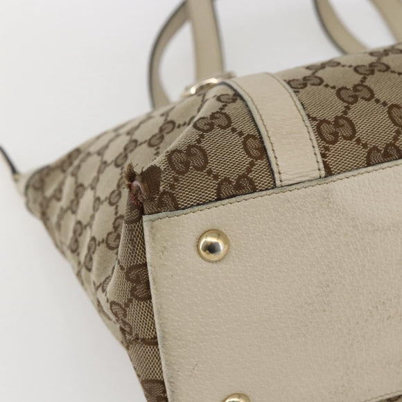 GUCCI GG Canvas Tote Bag Beige Gold 141470 Auth bs33022