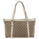 GUCCI GG Canvas Tote Bag Beige Gold 141470 Auth bs33022-2
