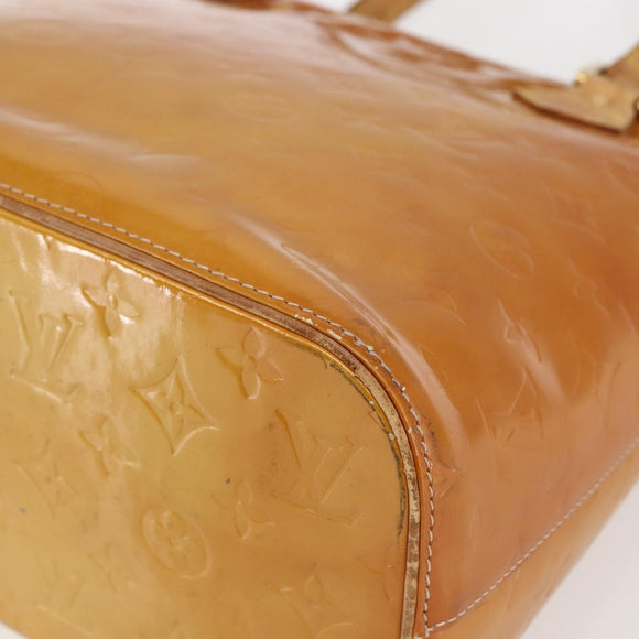 LOUIS VUITTON Monogram Vernis Houston Hand Bag Beige M91004 LV Auth bs33024