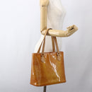 LOUIS VUITTON Monogram Vernis Houston Hand Bag Beige M91004 LV Auth bs33024-23
