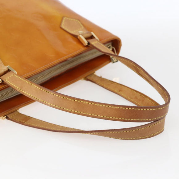LOUIS VUITTON Monogram Vernis Houston Hand Bag Beige M91004 LV Auth bs33024