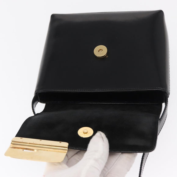 GUCCI Shoulder Bag Patent leather Black Gold 007 3444 0282 Auth bs33025