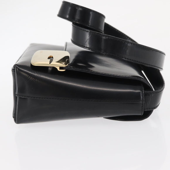 GUCCI Shoulder Bag Patent leather Black Gold 007 3444 0282 Auth bs33025