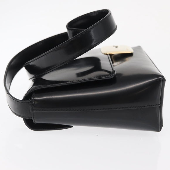 GUCCI Shoulder Bag Patent leather Black Gold 007 3444 0282 Auth bs33025