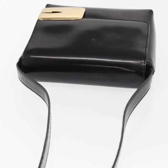 GUCCI Shoulder Bag Patent leather Black Gold 007 3444 0282 Auth bs33025
