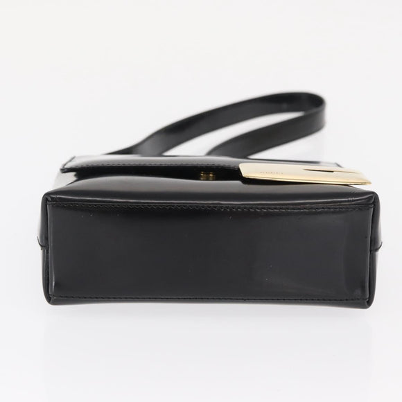 GUCCI Shoulder Bag Patent leather Black Gold 007 3444 0282 Auth bs33025