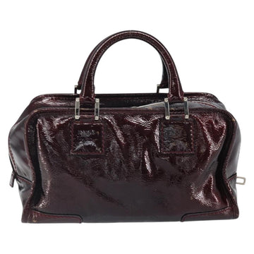 LOEWE Anagram Amazonas Hand Bag Patent leather Silver Purple Auth bs33035 - 0