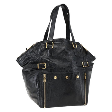 SAINT LAURENT Tote Bag Patent leather Black Gold 175884 Auth bs33038