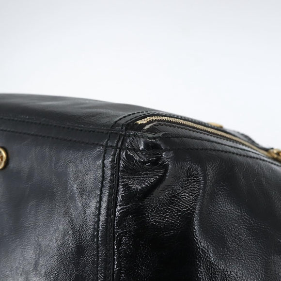 SAINT LAURENT Tragetasche Lackleder Schwarz Gold 175884 Auth bs33038