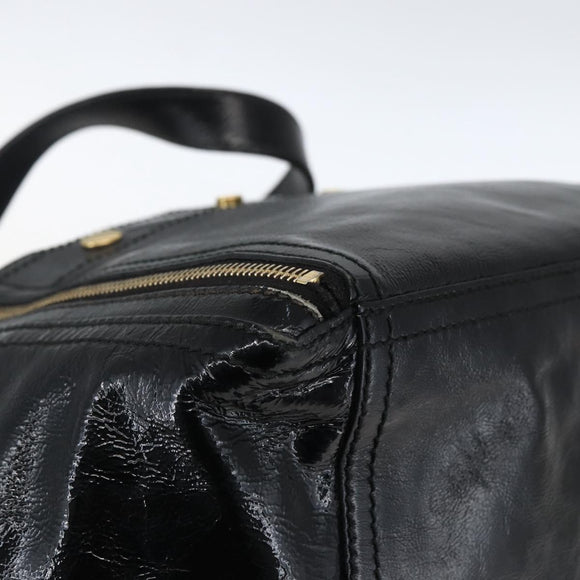 SAINT LAURENT Tragetasche Lackleder Schwarz Gold 175884 Auth bs33038