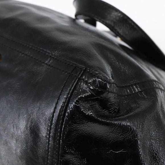 SAINT LAURENT Tragetasche Lackleder Schwarz Gold 175884 Auth bs33038
