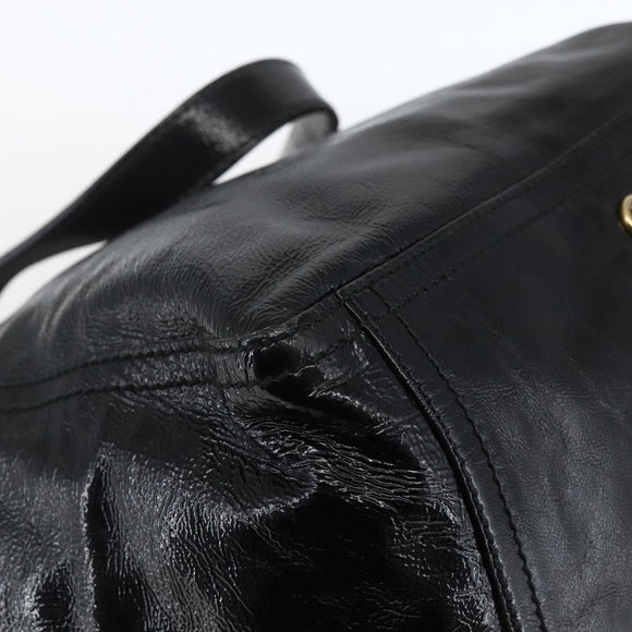 SAINT LAURENT Tragetasche Lackleder Schwarz Gold 175884 Auth bs33038