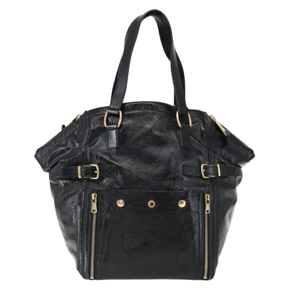 SAINT LAURENT Tragetasche Lackleder Schwarz Gold 175884 Auth bs33038