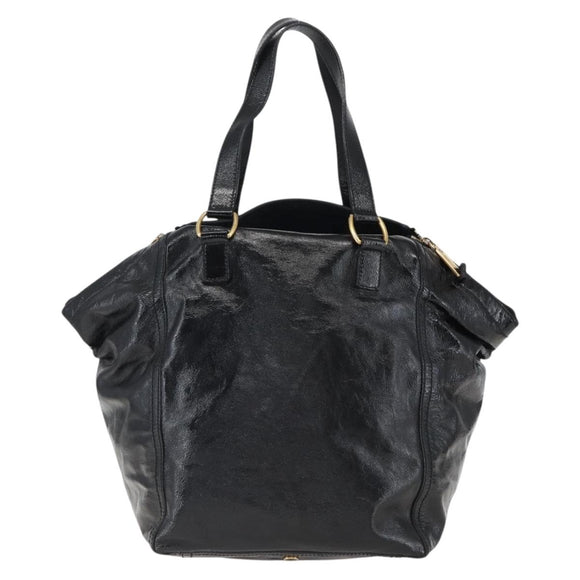 SAINT LAURENT Tragetasche Lackleder Schwarz Gold 175884 Auth bs33038