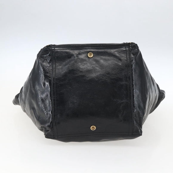 SAINT LAURENT Tragetasche Lackleder Schwarz Gold 175884 Auth bs33038