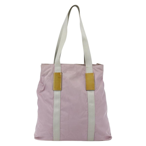 PRADA Tote Bag Nylon Pink Silver Auth bs33040