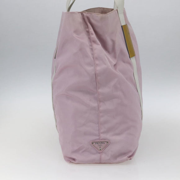 PRADA Tote Bag Nylon Pink Silver Auth bs33040