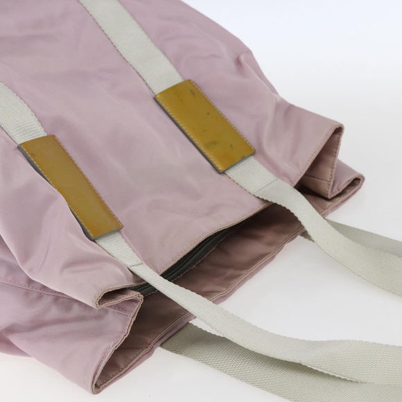 PRADA Tote Bag Nylon Pink Silver Auth bs33040