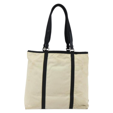 PRADA Tote Bag Nylon Cream Silver Auth bs33042 - 0