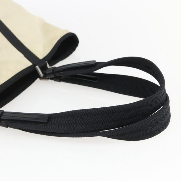 PRADA Tote Bag Nylon Cream Silver Auth bs33042