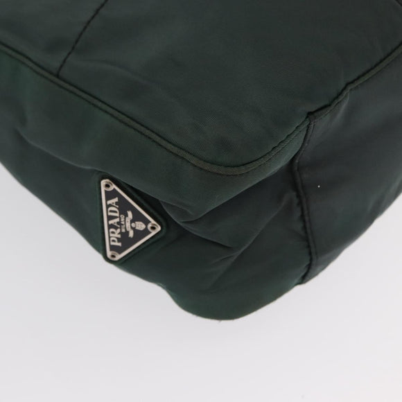 PRADA Tote Bag Nylon Khaki Silver Auth bs33043