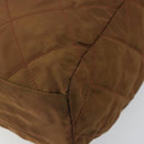 PRADA Chain Shoulder Bag Nylon Brown Gold Auth bs33044-15