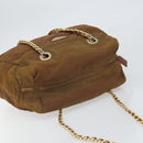 PRADA Chain Shoulder Bag Nylon Brown Gold Auth bs33044-6