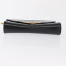 CARTIER Chain Shoulder Bag Leather Navy Gold Auth bs33045-10