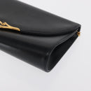 CARTIER Chain Shoulder Bag Leather Navy Gold Auth bs33045-12