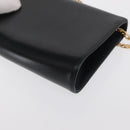 CARTIER Chain Shoulder Bag Leather Navy Gold Auth bs33045-14