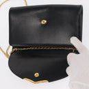 CARTIER Chain Shoulder Bag Leather Navy Gold Auth bs33045-16