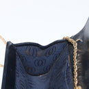 CARTIER Chain Shoulder Bag Leather Navy Gold Auth bs33045-20