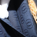 CARTIER Chain Shoulder Bag Leather Navy Gold Auth bs33045-21
