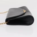 CARTIER Chain Shoulder Bag Leather Navy Gold Auth bs33045-6