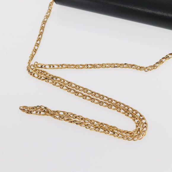 CARTIER Chain Shoulder Bag Leather Navy Gold Auth bs33045