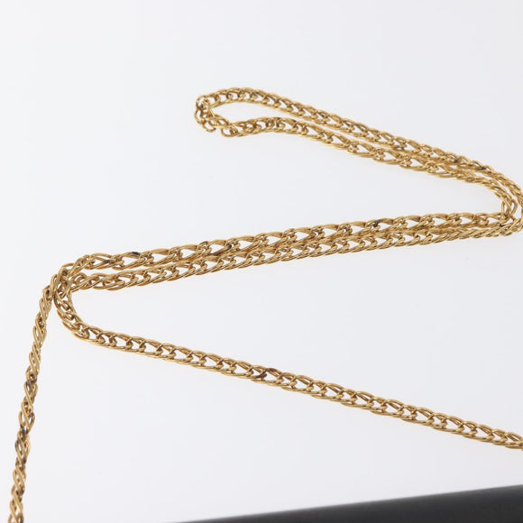 CARTIER Chain Shoulder Bag Leather Navy Gold Auth bs33045
