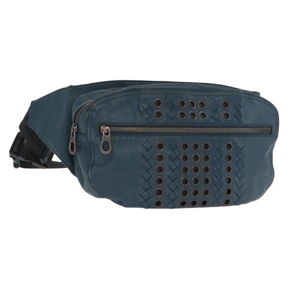 BOTTEGA VENETA INTRECCIATO Body Bag Leather Blue Auth bs33047