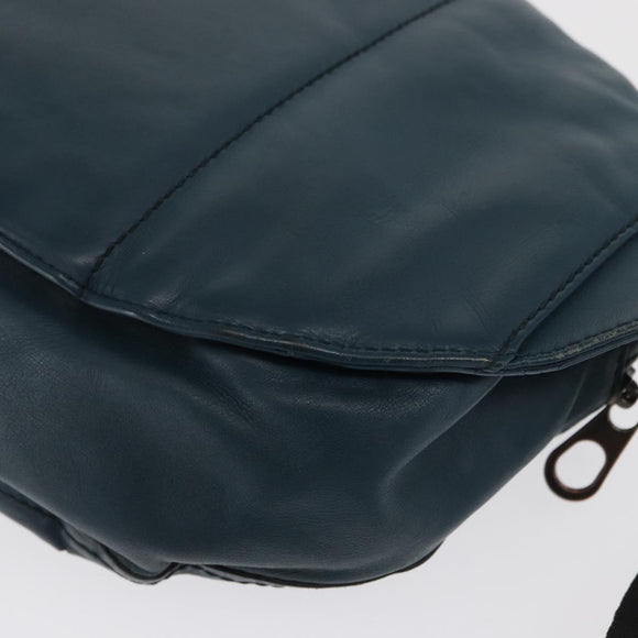 BOTTEGA VENETA INTRECCIATO Body Bag Leather Blue Auth bs33047