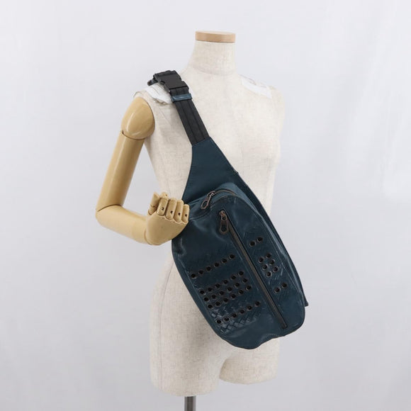 BOTTEGA VENETA INTRECCIATO Body Bag Leather Blue Auth bs33047