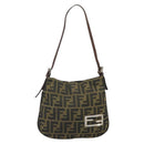 FENDI Zucca Canvas Hand Bag Brown Black Silver Auth bs33057-13