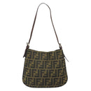 FENDI Zucca Canvas Hand Bag Brown Black Silver Auth bs33057-2