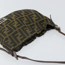 FENDI Zucca Canvas Hand Bag Brown Black Silver Auth bs33057-6