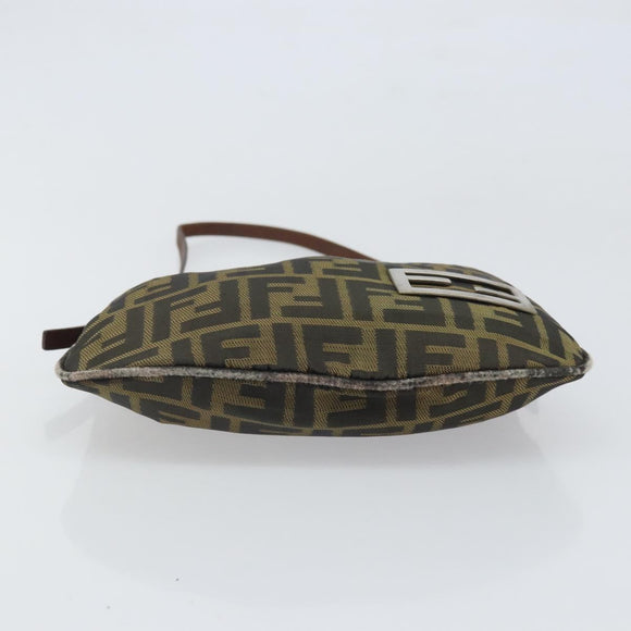 FENDI Zucca Canvas Hand Bag Brown Black Silver Auth bs33057