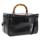 GUCCI Bamboo Vanity Hand Bag Patent 2way Black Silver 013 122 2491 Auth bs33063-1