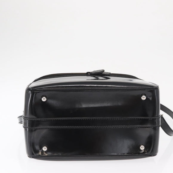 GUCCI Bamboo Vanity Hand Bag Patent 2way Black Silver 013 122 2491 Auth bs33063