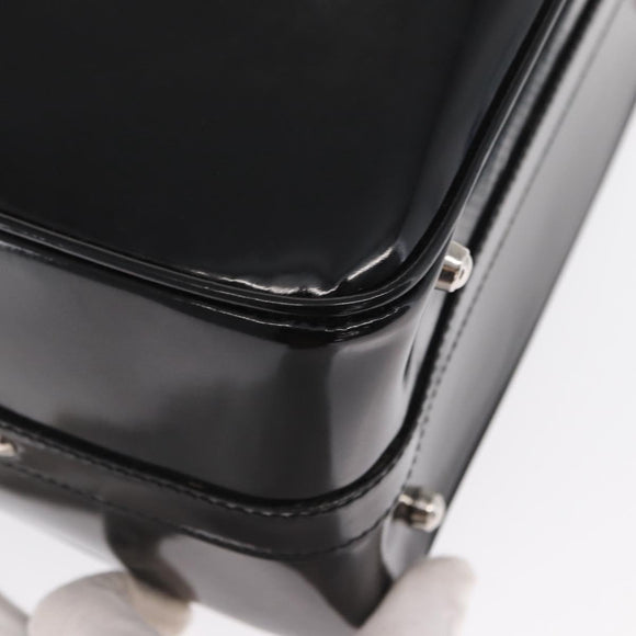 GUCCI Bamboo Vanity Hand Bag Patent 2way Black Silver 013 122 2491 Auth bs33063