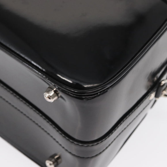 GUCCI Bamboo Vanity Hand Bag Patent 2way Black Silver 013 122 2491 Auth bs33063