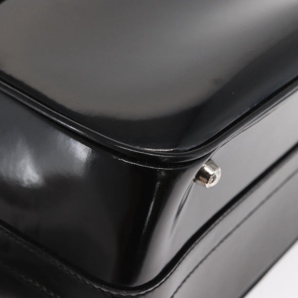 GUCCI Bamboo Vanity Hand Bag Patent 2way Black Silver 013 122 2491 Auth bs33063