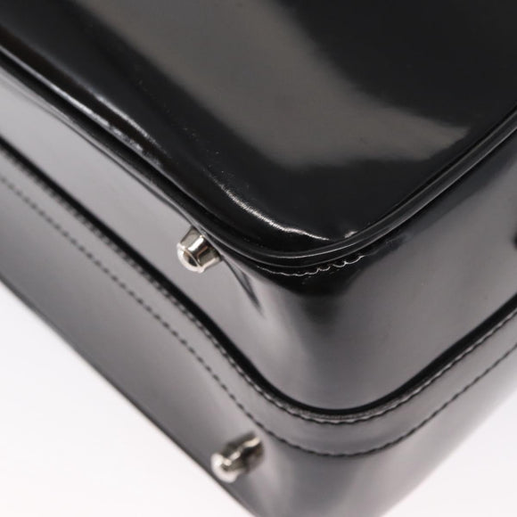 GUCCI Bamboo Vanity Hand Bag Patent 2way Black Silver 013 122 2491 Auth bs33063