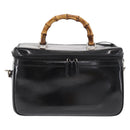 GUCCI Bamboo Vanity Hand Bag Patent 2way Black Silver 013 122 2491 Auth bs33063-13